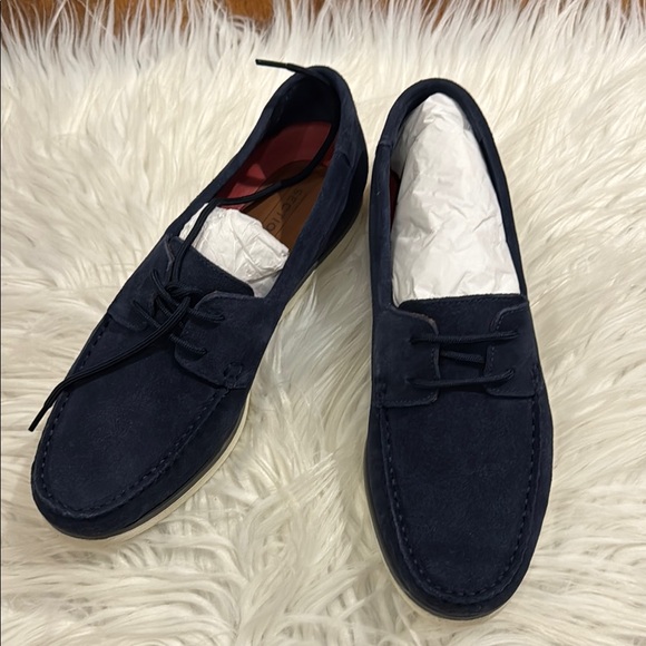 Men's Navy Blue Suede Loafers - Picture 1 of 1